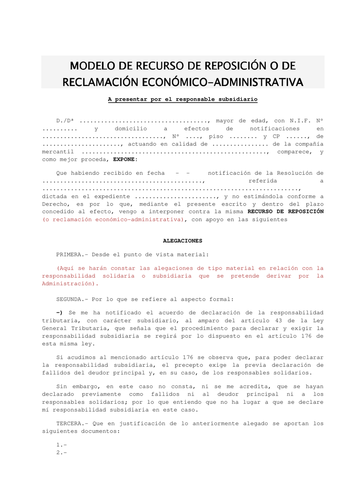 Modelo Reclamacion Administrativa Laboral Assistente Administrativo Modelo Reclamacion Administrativa Laboral Assistente Administrativo
