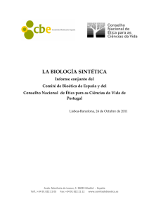 la biología sintética - Comité de Bioética de España