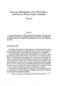 Para una Bibliografta crítica del estudio y ediciones de Flavio Josefo