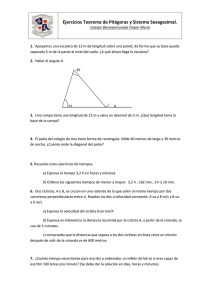 Ejercicios Teorema de Pitágoras y Sistema Sexagesimal.
