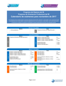 Calendario de exámenes para noviembre de 2017