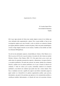 Argumentación y Género M. Lourdes Santos Pérez Universidad de
