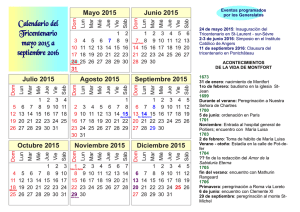 Calendario del Tricentenario mayo 2015 a septiembre 2016