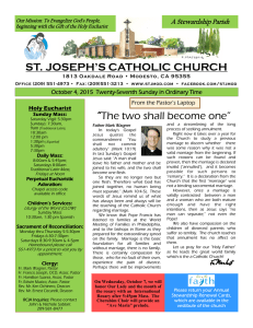 ST. JOSEPH`S CATHOLIC CHURCH “The two shall become one”