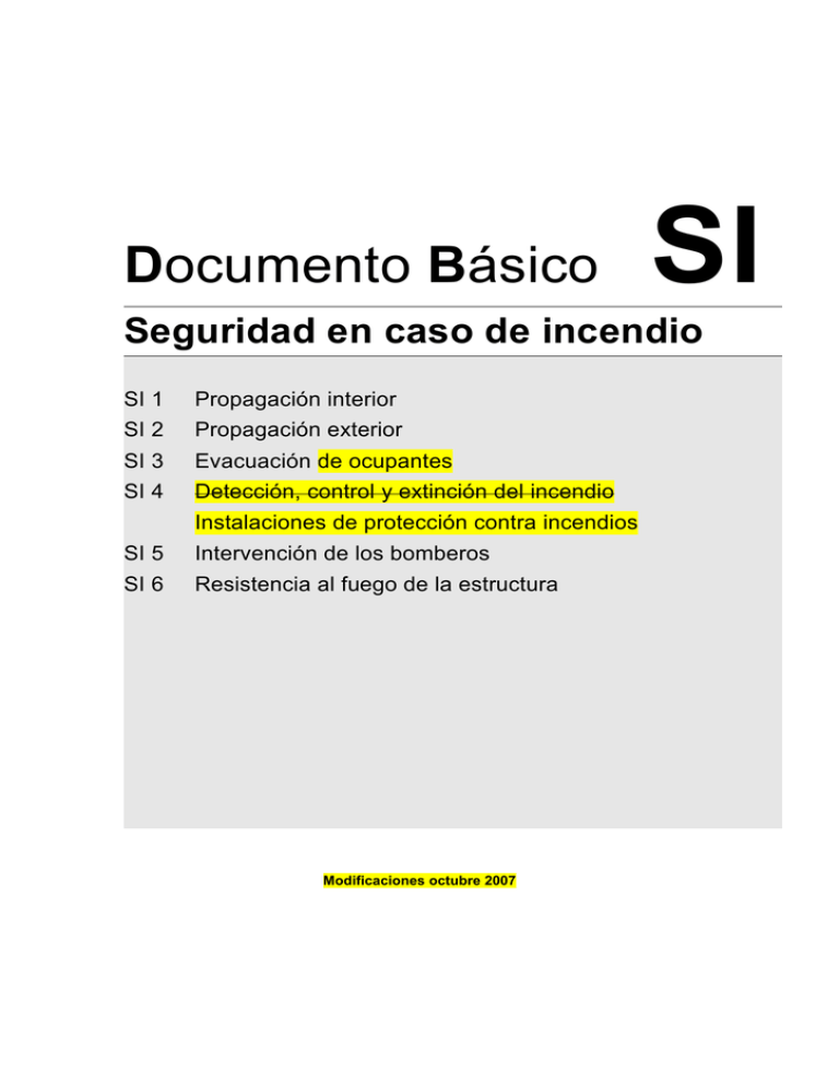 Documento Básico SI: Seguridad En Caso De Incendio