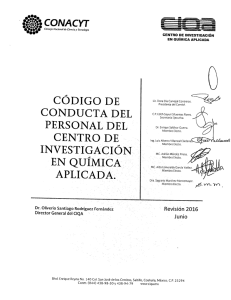 Código de Conducta - Centro de Investigación en Química Aplicada