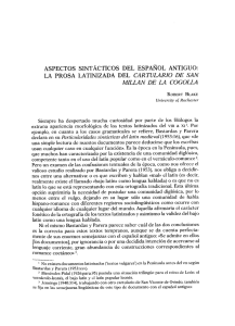 aspectos sintácticos del español antiguo: la prosa latinizada del