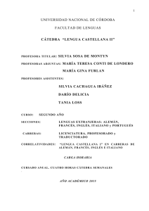 Lengua Castellana II - Facultad de Lenguas