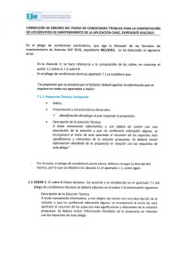 corrección de errores del pliego de condiciones técnicas para la