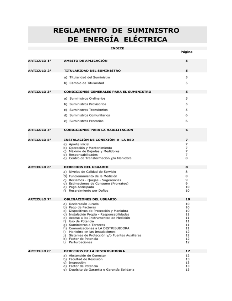 REGLAMENTO DE SUMINISTRO