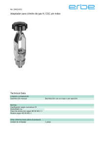 Adaptador para cilindro de gas H, CO2, pin index Technical Data