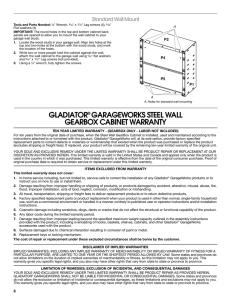gladiator® garageworks steel wall gearbox cabinet warranty