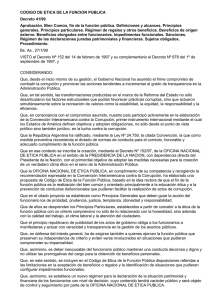 CODIGO DE ETICA DE LA FUNCION PUBLICA Decreto 41/99