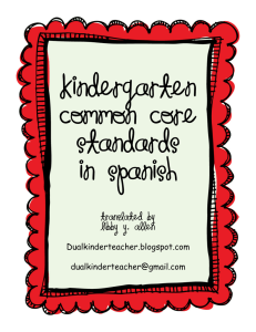 Kindergarten Common Core standards In Spanish