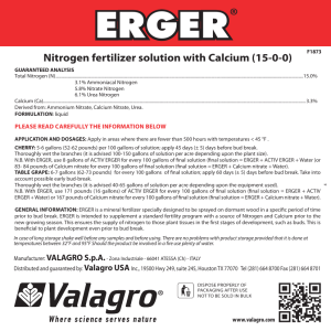Nitrogen fertilizer solution with calcium (15-0-0)