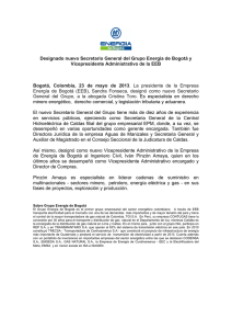 Designado nuevo Secretario General del Grupo Energía de Bogotá