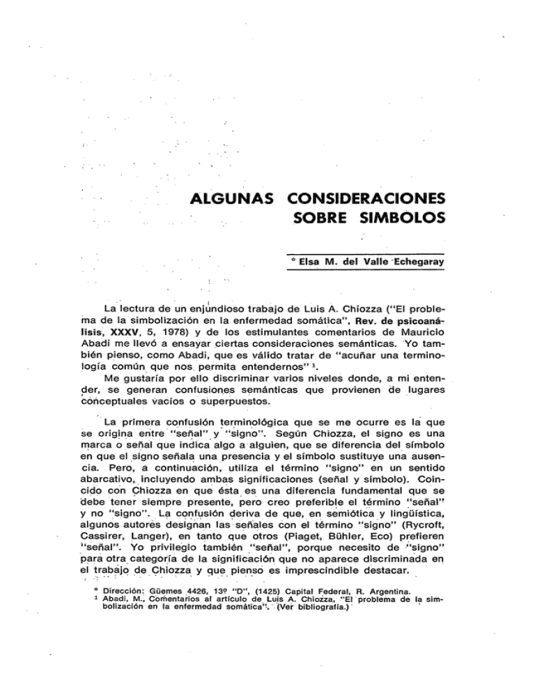 ALGUNAS CONSIDERACIONES SOBRE SIMBOLOS