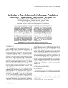 Antibodies to Borrelia burgdorferi in European populations