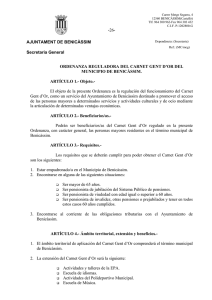 Ordenanza Reguladora del Carnet Gent D`Or del Municipio de