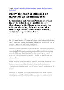 Rajoy defiende la igualdad de derechos de los melillenses