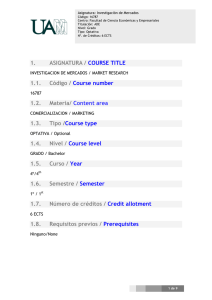 1. ASIGNATURA / COURSE TITLE 1.1. Código / Course number 1.2