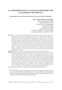 la verosimilitud y el estatus epistémico de las teorias científicas