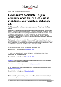 L`exministra socialista Trujillo equipara la Via Lliure a les «grans