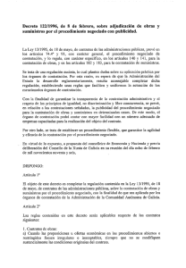 Decreto Galicia 122-1996, de 8 de febrero de 1996