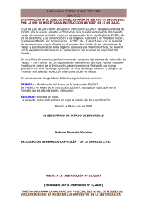 Instrucci&oacute;n n&ordm; 5/2008, de la Secretar&iacute;a de Estado de Seguridad, por