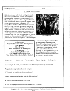 Nombre y apellido Fecha EL GRITO DE DOLORES El 16 de