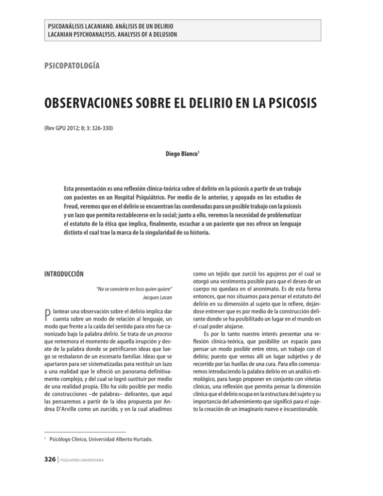 ObservaciOnes SObre El DeliriO En La PsicOsis