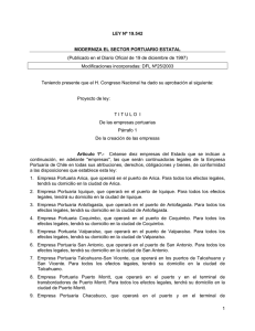 LEY Nº 19.542 MODERNIZA EL SECTOR PORTUARIO ESTATAL