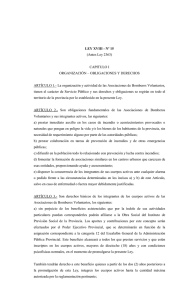 LEY XVIII - º 15 (Antes Ley 2363) CAPITULO I ORGANIZACIÓN