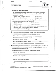 Subjects and verbs m sentences