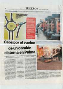 Caos por el vuelco de un camión cisterna en Palma