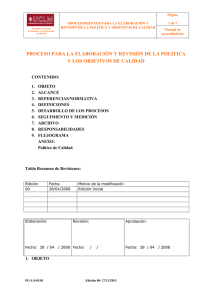 proceso para la elaboración y revisión de la política y los objetivos