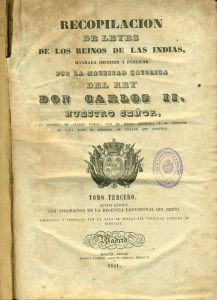 Recopilación De Leyes De Los Reinos De Las Indias