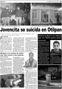 Jovencita se suicida en Otilpan
