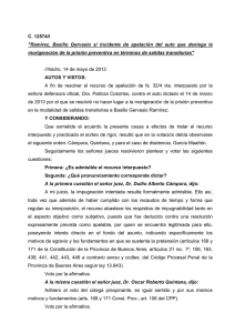 Ramírez, Basilio Gervasio s/ Incidente de apelación del auto que