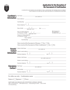 Application for the Reception of the Sacrament of Confirmation