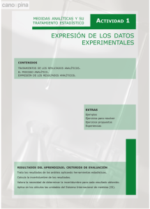 EXPRESIÓN DE LOS DATOS EXPERIMENTALES