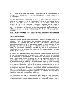 Reglamento para el Buen Gobierno del Municipio de Torreón