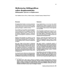 Referencias bibliogr&aacute;ficas sobre desplazamiento