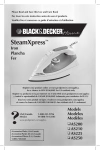 SteamXpress - Applica Use and Care Manuals