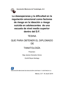 La desesperanza y la dificultad en la regulación emocional como