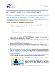ITC`s MARKET ANALYSIS TOOLS TO BE FREE AGAIN IN 2013