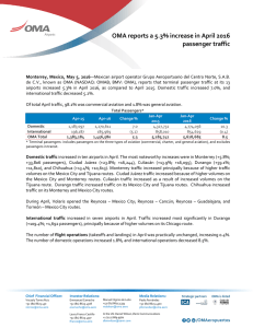 OMA`s April 2016 Total Passenger Traffic - OMA Airports