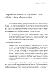 Las paráfrasis bíblicas de Fray Luis de León: poética, retórica y