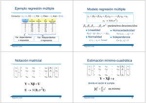 Ejemplo regresión múltiple Modelo regresión múltiple Notación