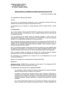 RESOLUCIÓN DE LA COMISIÓN DE TARIFAS ELÉCTRICAS 022